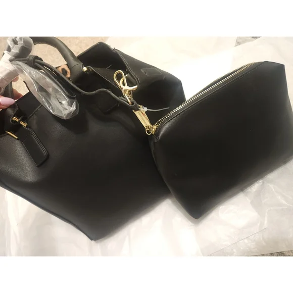 🆕️ NWT! Steve Madden Black Purse with Leopard Scarf & Matching Makeup Bag - Picture 14 of 14